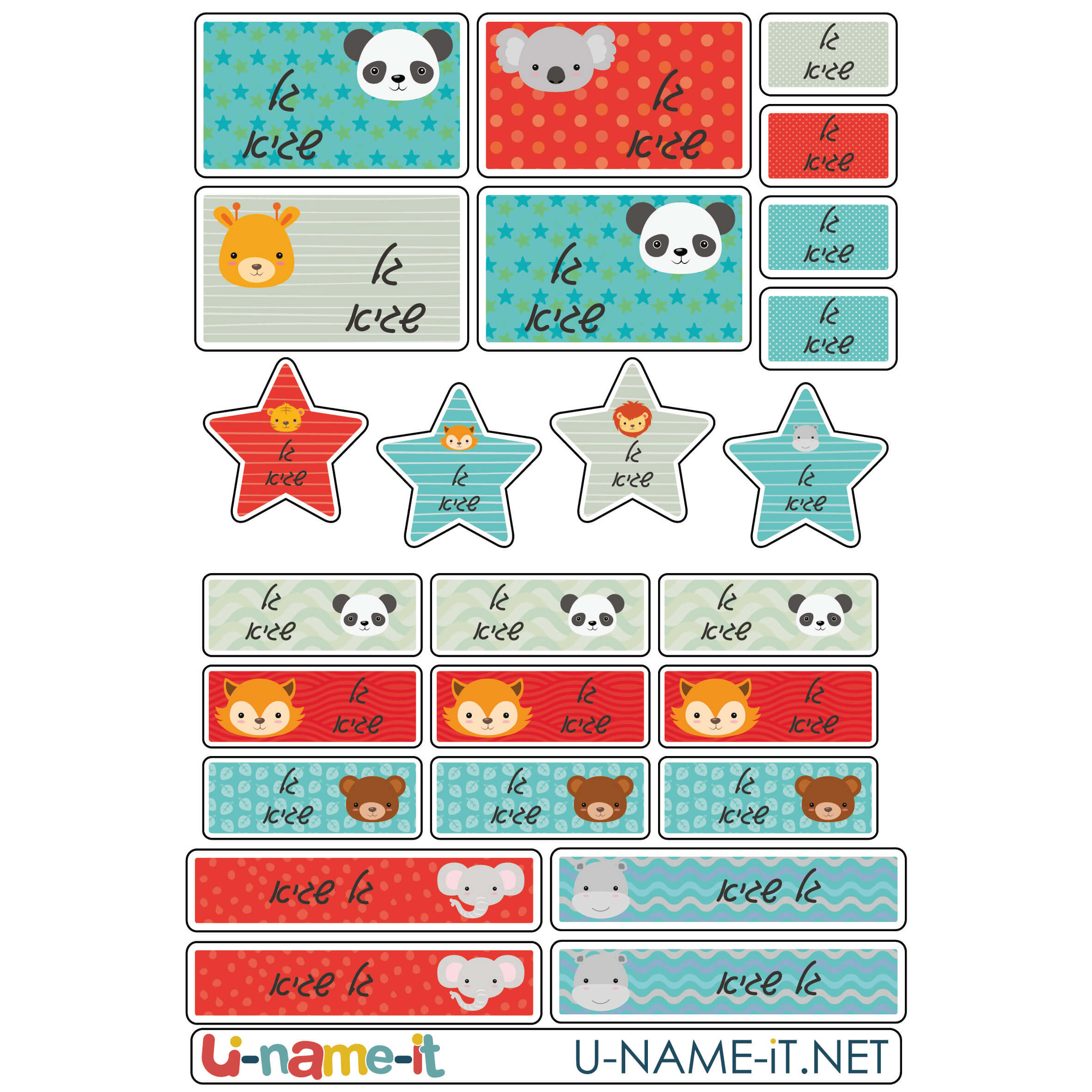 מדבקות שם מעוצבות בהתאמה אישית